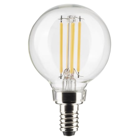 Satco 4 Watt G16.5 LED Lamp, Clear, Candelabra Base, 90 CRI, 2700K, 120 Volts S21204